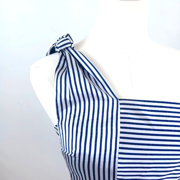 NWT Banana Republic Navy Striped One-Shoulder Peplum Top White Flare Size 0 - Picture 4 of 7